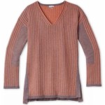 Свитер женский Smartwool Women's Shadow Pine V-Neck Rib Sweater (Sparrow Heather/Sunset Coral Heather, M)